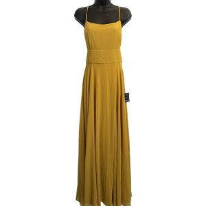 NWT Lulu's Mustard Yellow‎ Backless Maxi Dress Sz Large